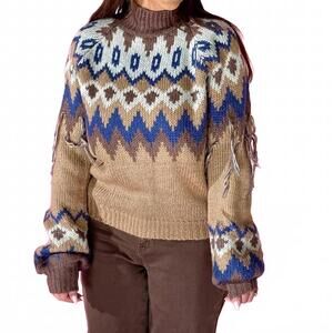 NEW EN MERCI cheyenne long sleeve sweater in brown